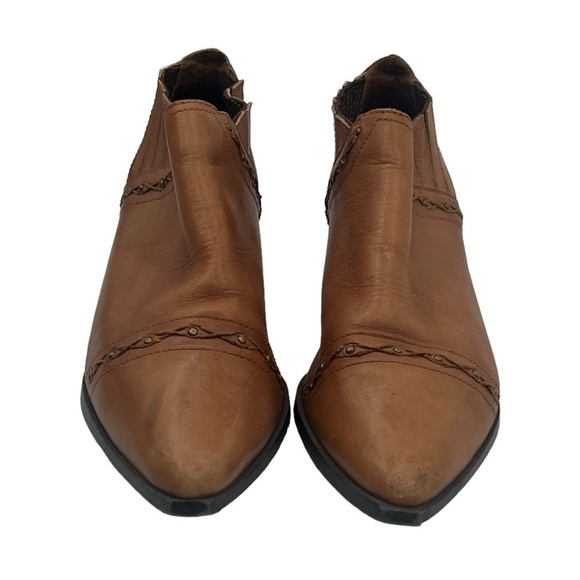 Ferrante Brown Embellished Slip On Leather Ankle Booties Size 7 1/2 Women’s - Picture 3 of 9